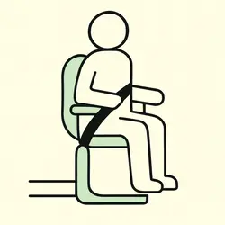 Einstieg in den Sitzlift – Nutzer setzt sich auf den Sitz und legt den Sicherheitsgurt an